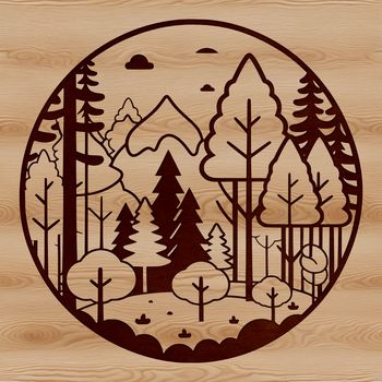 Illustrated forest landscape with trees in various stages of growth, suitable for vector design projects.