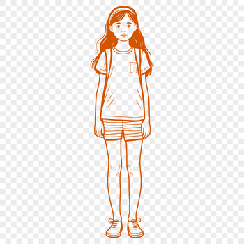 Young girl illustrated in a simple vector design, suitable for digital crafting and DIY projects.