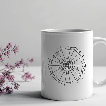 An intricate design of a spider's web created using SVG graphics.