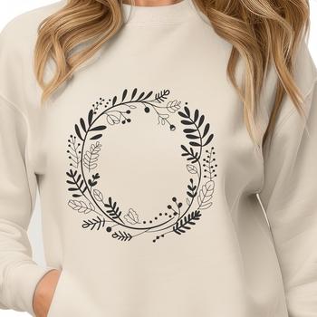 A floral wreath design with intricate details, suitable for vector art projects.
