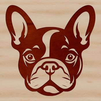 An SVG design featuring a realistic depiction of a French Bulldog's face.