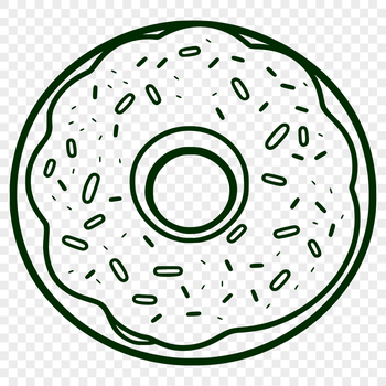 A vector illustration of a circular donut dessert with a flat base.