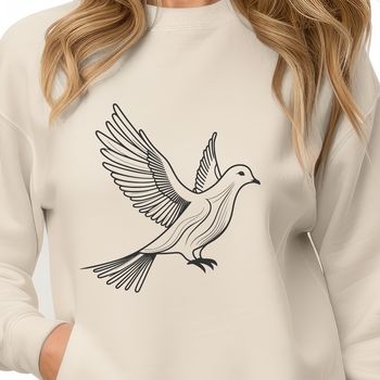 A detailed illustration of a white dove in flight, suitable for vector art designs.