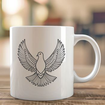 A simple vector illustration of a white dove in flight.
