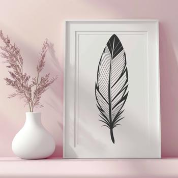 A stylized digital vector illustration of a single bird's feather with smooth lines and detailed texture.