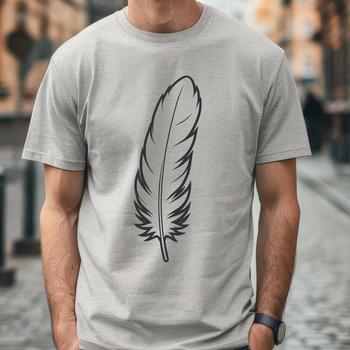 A detailed vector illustration of a single feather with intricate texture and design.