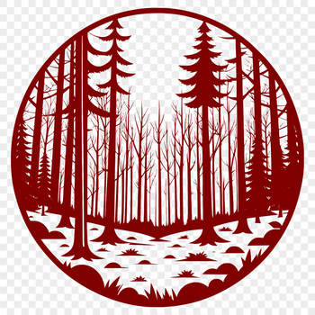 A detailed illustration of a forest landscape with various trees and foliage, suitable for vector graphics design.
