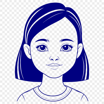 A young girl illustration created as a vector graphic for various design applications.