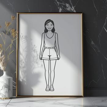 A pre-designed graphic illustration of a young girl in a simple style, suitable for various design projects.