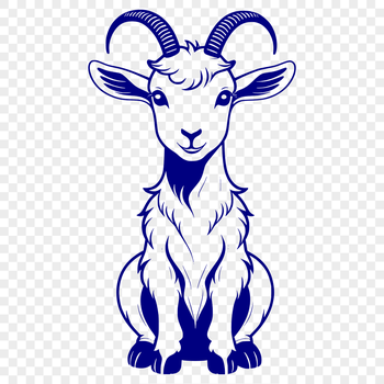 An illustration of a goat on a farm setting.