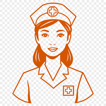 A simple illustration of a female nurse in uniform, suitable for vector art and commercial or personal use.