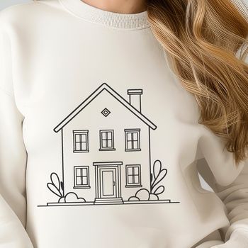 A simple 2D illustration of a house with a rectangular shape and a sloping roof.