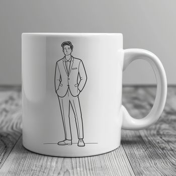 A simple line drawing illustration of a male figure.