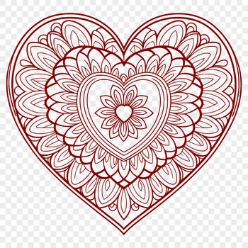 A intricately designed vector heart mandala with symbolic patterns.