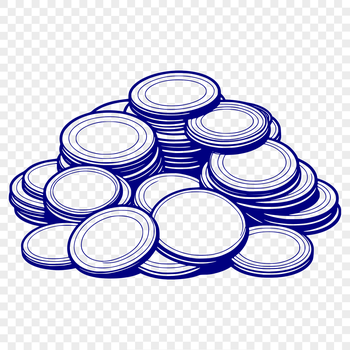 Vector illustration of a set of stacked coins with varying denominations and designs.