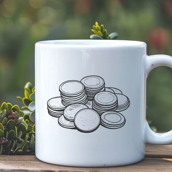 Set of digital coins in various denominations, designed as vector artwork for crafting and design projects.