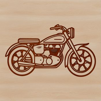 A vector graphic design of a motorbike with detailed components.