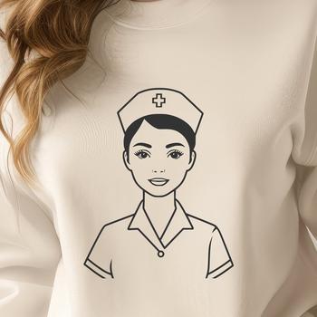A stylized illustration of a female nurse in her uniform, suitable for vector design projects.