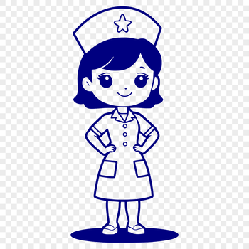 A female nurse depicted in full-body attire, representing the profession of nursing.