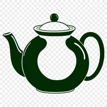 A digital vector illustration of a traditional teapot with spout and handle.