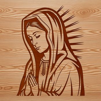 A vector art depiction of Our Lady of Guadalupe, a revered figure in Catholic tradition.