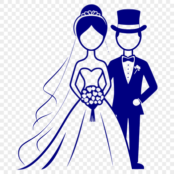 A traditional wedding scene featuring a bride and groom.