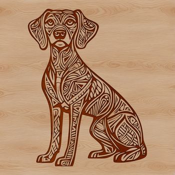 A vector illustration of a sitting Weimaraner dog breed.