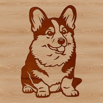 A illustration of a seated Welsh Corgi breed dog.