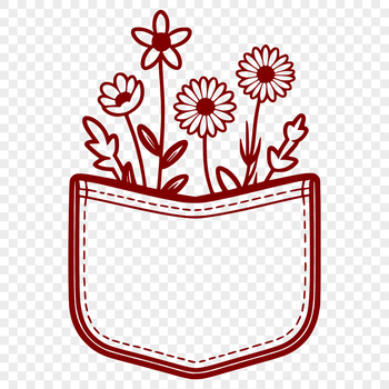 A detailed vector illustration of a flower-shaped pocket, suitable for various design applications.