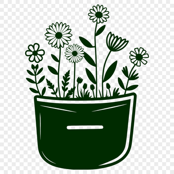 A graphic illustration of a flower pocket, ideal for craft projects.