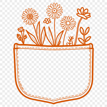 Floral patterned flower pocket design with intricate details, suitable for various digital applications.