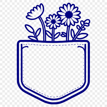 An illustration of a decorative flower pocket with intricate details and petals.
