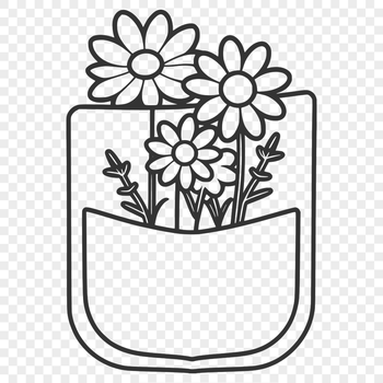 A high-quality illustration of a flower pocket with intricate details, suitable for vector design projects.