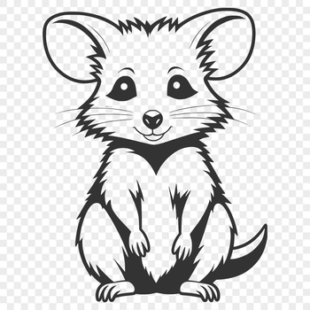 A detailed illustration of a possum, a small wild animal native to various parts of the world.