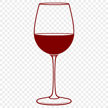 A simple illustration of a glass filled with red wine, suitable for vector design projects.