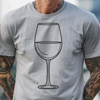 A digital illustration of a wine glass on a table, with the focus on the container.