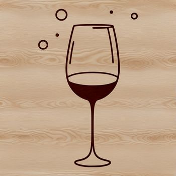 A clear illustration of a glass filled with red wine.