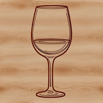A stylized illustration of a glass containing red wine, suitable for vector design.