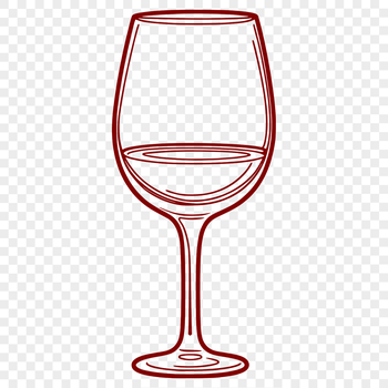 A stylized illustration of a wine glass containing red wine, suitable for digital design projects.