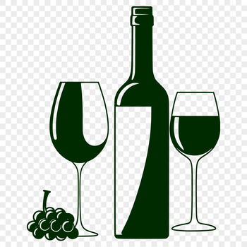 A glass bottle containing wine on a table.