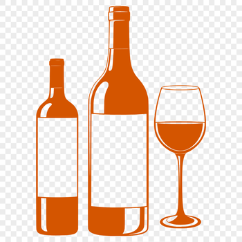 An SVG graphic depicting a bottle of wine next to a single serving glass.