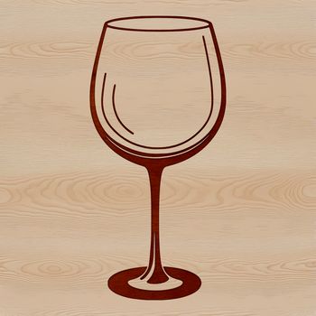 A detailed illustration of a glass filled with wine.