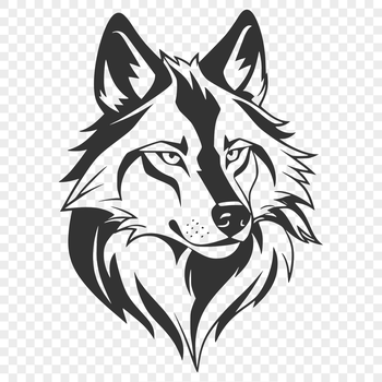 A wolf's head illustration designed as vector art, suitable for use in digital design and craft projects.