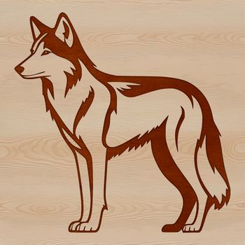 A realistic illustration of a wolf standing upright, suitable for various uses including vector art and clip art designs.