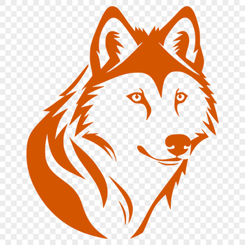 A detailed illustration of a wolf's head, suitable for digital cutting and design projects.