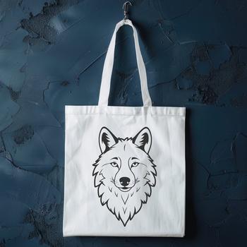 A digital illustration of a wolf's head, suitable for vector design.