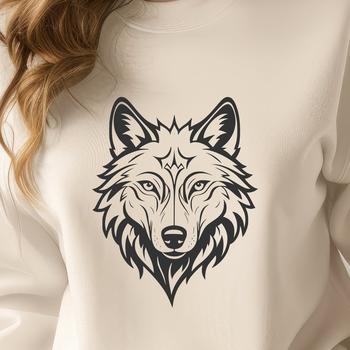A detailed illustration of a wolf's head, suitable for vector graphics and digital designs.