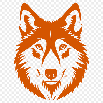 A close-up illustration of a wolf's head with detailed fur texture.