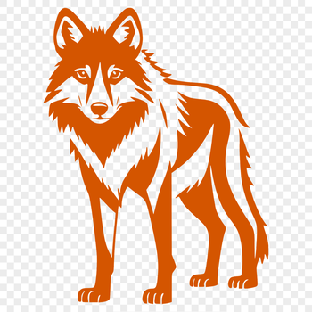 A realistic illustration of a standing wolf, suitable for vector art projects.