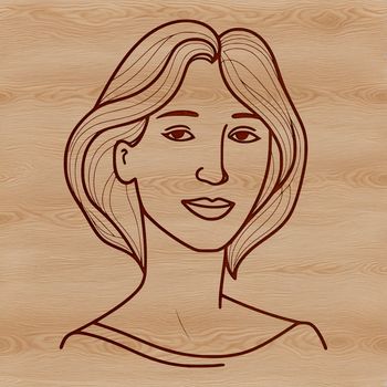 A simple line art illustration of a woman, suitable for various uses including digital design and crafting.